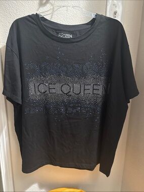 Frozen Black 'ICE QUEEN' Studded Graphic Tee XXL